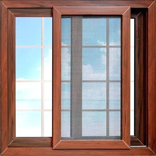Ventana corrediza de madera revestida de aluminio de alta calidad con pantalla de seguridad