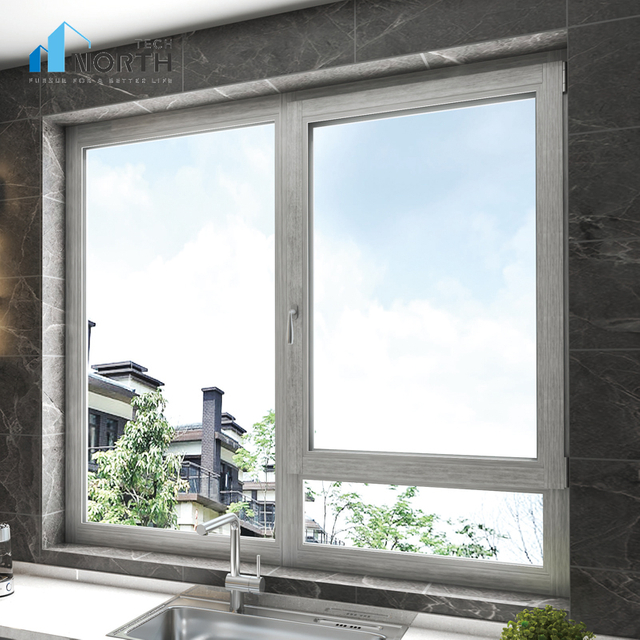 Үш қабатты әйнектелген винил ПВХ UPVC бұралмалы корпустық терезе