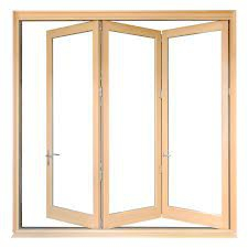 Proveedor de ventanas plegables de madera revestidas de aluminio con inserto de vidrio y dise&ntilde;o de partici&oacute;n interior